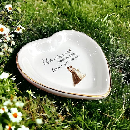 Clover89 Mother of The Bride Ring Dish Gift-Wedding,Engagement Gifts for Mom from Daughter,Bride-Jewelry Dish Tray,Ceramic,Ring Holder Dish,Trinket Tray for Mother from Daughter