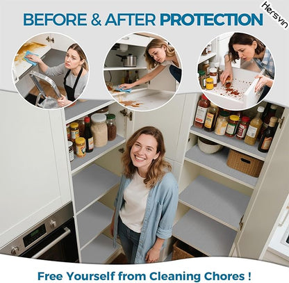 Hersvin Shelf Liner, 18" x20' Non-Adhesive Drawer Liners EVA Kitchen Cupboard Cabinet Covering Undersink Mat Washable Fridge Lining Paper (Gray Diamond)