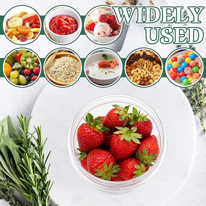 ISUSSER 12 Pack Freezer Containers with Screw On Lids, 12 Oz Stackable Reusable Plastic Storage Container, Airtight Plastic Food Storage Containers with Twist Top Lids for Food Soup Jello Sauce
