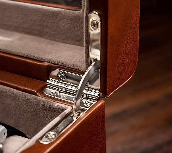 BEERUST Watch box organizer for men - Leather watch case - Luxury watch box - For large mens wrist watches - Mens jewelry box organizer - Watch case - With mens valet drawer - Watch display case