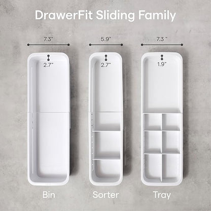 YouCopia DrawerFit Expandable Kitchen Drawer Organizer: Sliding Storage Tray for Utensils & Accessories in Deep Drawers, Expandable 15–23" wide, White Speckled BPA-free