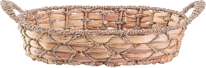 Seagrass Wicker Bread Baskets for Serving with Handles (Set of 4 Medium) – Bread Serving Basket for Table, Fruit Basket, Dinner Roll Basket
