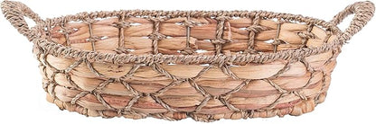 Seagrass Wicker Bread Baskets for Serving with Handles (Set of 4 Medium) – Bread Serving Basket for Table, Fruit Basket, Dinner Roll Basket