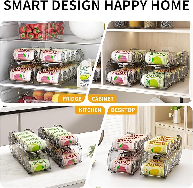 GoldOath Drink Organizer for Fridge, Soda Can Organizer Dispenser for Refrigerator with Automatic Rolling,Organize Standard Size 11.15oz or 12oz Cans Drink,Save Space for Fridge、Kitchen、countertop