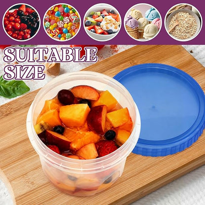 ISUSSER 12 Pack Freezer Containers with Screw On Lids, 24 Oz Stackable Reusable Plastic Storage Container, Airtight Plastic Food Storage Containers with Twist Top Lids for Food Soup Jello Sauce
