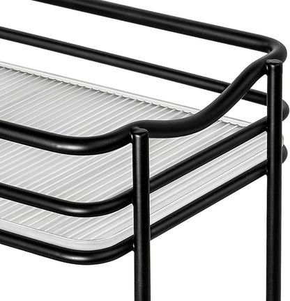 LYNK PROFESSIONAL® Pull Out Spice Rack Organizer for Inside Kitchen Cabinets - 4-3/8 inch Wide - Slide Out Drawer – Black Sliding Spice Cabinet Organization Shelf Racks - 2 Tier