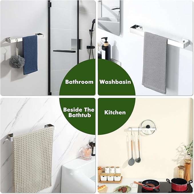 Alise Hand Towel Holder Towel Bar for Bathroom Wall Mount,SUS304 Stainless Steel Towel Rack for Bathroom and Lavatory,Kitchen,16 in Bath Towel Hanger Towel Rail,Polished Chrome
