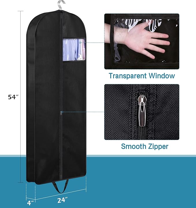 KIMBORA 54" Suit Bags for Closet Storage and Travel, Gusseted Hanging Garment Bags for Men Suit Cover with Handles for Clothes, Coats, Jackets, Shirts（3 Packs）