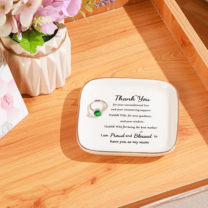 Gifts for Mom Birthday Mothers Day Xmas Gifts for Mothers from Daughter, Son, Child, Children - "I'm proud and blessed to have you as my mom. " Jewelry Dish Gifts for Stepmom/Bnous Mom/Mother in Law