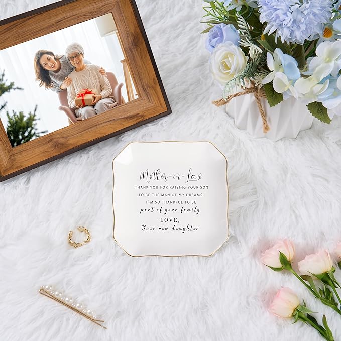 Jelershy Mother in Law Gifts Jewelry Dish Trinket Dish - Gifts for Mother in Law Christmas Birthday Valentine's Mother's Day, Wedding Gift for Future Mother in Law from Bride