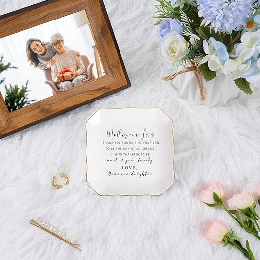 Jelershy Mother in Law Gifts Jewelry Dish Trinket Dish - Gifts for Mother in Law Christmas Birthday Valentine's Mother's Day, Wedding Gift for Future Mother in Law from Bride