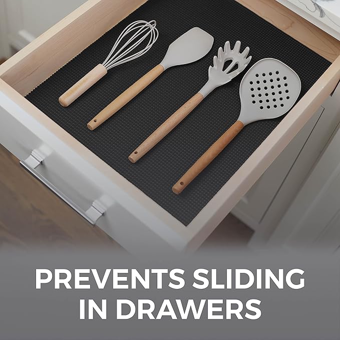 HOME GENIE Shelf Drawer and Cabinet Liner, Durable with Strong Grip, 17.5 in x 20 FT, Non Adhesive Liners Protect Kitchen Cabinets and Cupboard, Bathroom Drawers and Shelves, Desks, Pitch Black