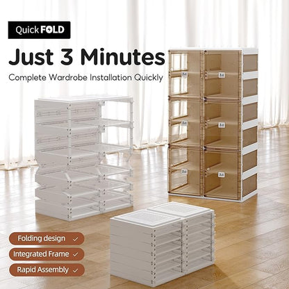 ANTBOX Foldable Shoe Rack,Shoe Organizers for Closet Plastic Shoe Storage Box for Entryway,Living Room,Large Sturdy Stackable Sneaker Cabinet Bins with Magnetic Clear Door 10 Tiers 20 Pairs