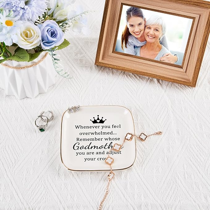 COZITED Godmother Gifts from Godchild, ...Remember Whose Godmother You Are... Gifts for Godmother Jewelry Dish Tray, Godmother Proposal Gift for Godmother Birthday Christmas Mothers Day