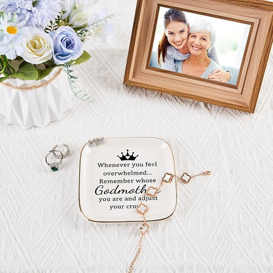 COZITED Godmother Gifts from Godchild, ...Remember Whose Godmother You Are... Gifts for Godmother Jewelry Dish Tray, Godmother Proposal Gift for Godmother Birthday Christmas Mothers Day