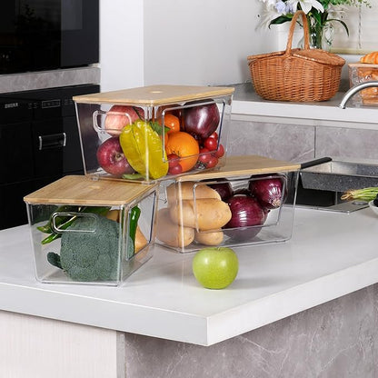Trash Bags Holder,Stackable Trash Bag Dispenser with Bamboo Lid –Extra Large Garbage Bag Holder for Kitchen, Laundry Room,Under-Sink Storage Organization（1 pack）
