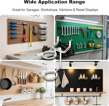 5Pcs Pegboard Screwdriver Holder Tool Organizers Double-Ring Peg Board Hang Tool Holders Hooks and Hangers for Screw Drivers Wrench Hammer Pliers Storage Accessories Wall Mount Tool Storage