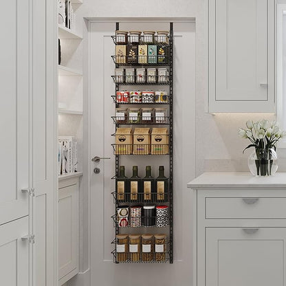 Over the Door Pantry Organizer - 9-Tier Organizer for Bathroom, Closet, or Kitchen Storage - Pantry Organizers and Storage by Home-Complete (Black)