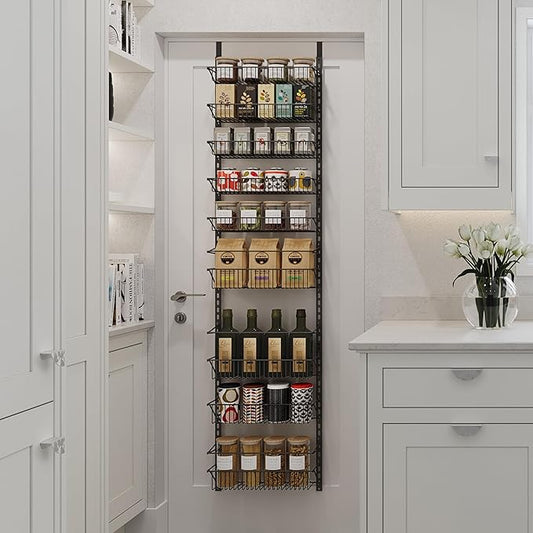 Over the Door Pantry Organizer - 9-Tier Organizer for Bathroom, Closet, or Kitchen Storage - Pantry Organizers and Storage by Home-Complete (Black)