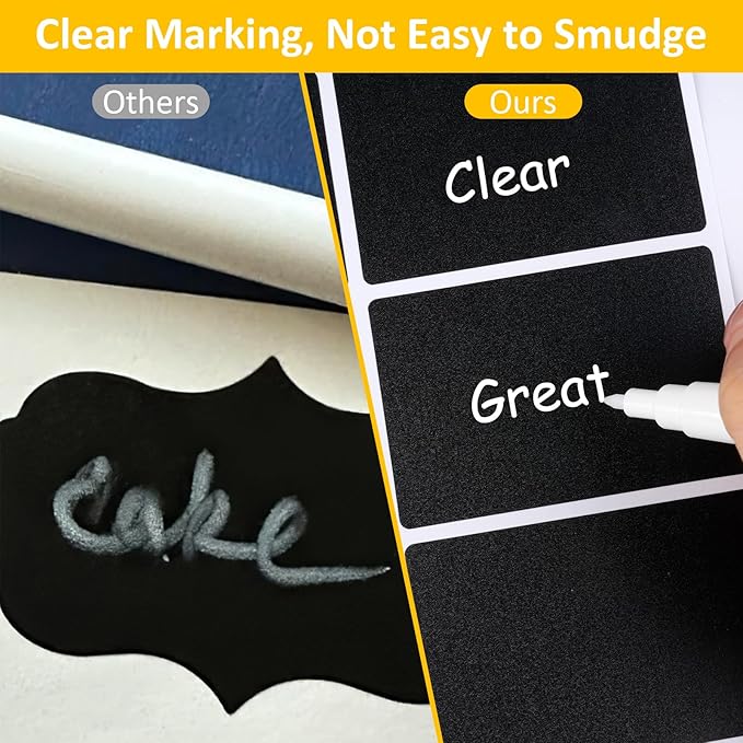 230 Pcs Labels for Jars, 2 Size Waterproof Chalkboard Labels for Food Containers, Storage Bins, Mason Jars, Reusable Blackboard Stickers with 1 Erasable Chalk Marker (Rectangle)