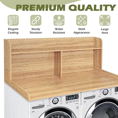 Royxen Laundry Countertop with 20“ Shelf Universal Fit, Washer and Dryer Countertop with Storage Space, Oak