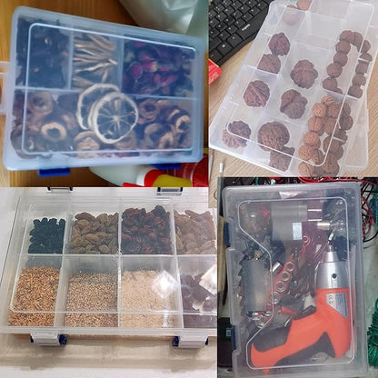 Xiaoyztan Clear Plastic Organizer, 12 Grids with Adjustable Dividers, Jewelry Box Bead Storage Container for Small Parts, Fishing Tackle, DIY Crafts, and Earrings