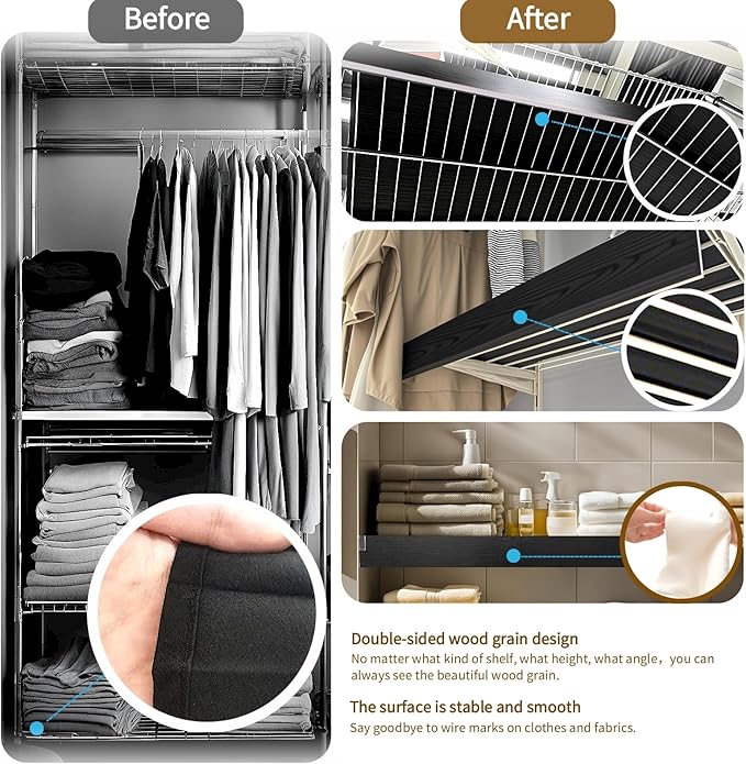 Wire Shelf Cover, Wire Rack Covers for Pantry,4 Pcs PVC Wood-Look Faux Wood Shelf Liners,24x16 Inch,0.24 inch Thick for Home and Kitchen Organization