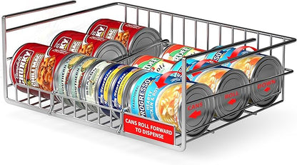 Sorbus Under Cabinet Can Organizer – Rolling Dispenser Rack for Canned Goods and Fruits, Fits Cabinets with 7/8" Thickness, Wire Shelf for Efficient Kitchen and Pantry Storage