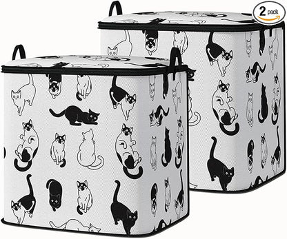 Large Comforter Storage Bag with Zipper,Closet Organizer for Clothes,Blankets,Quilts,Pillows,Fabric Storage Bags with Portable Handles 95L(2-Pack)