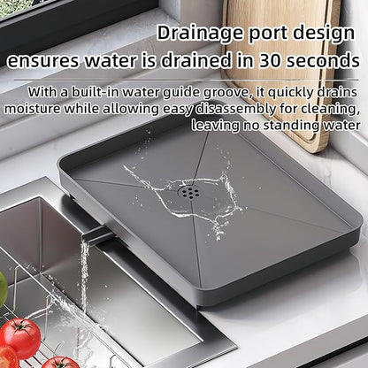 Kitchen Dish Drying Rack Self-Draining Adjustable 360° Rotating Drain Pipe Stainless Steel Large Capacity Tidy Countertop Easy Clean Home Kitchen Organization Family Use (White Chopstick Holder)