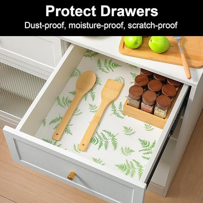 Cooyes Shelf Liner Drawer Liners, Shelf Liners for Kitchen Cabinets, Non-Adhesive Cabinet Liner, EVA Waterproof Non-Slip Refrigerator Liners for Kitchen Drawers（23.6" W x 118" L）