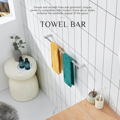 KOKOSIRI Towel Bars for Bathroom Wall Mounted 20'' Towel Rack Polished Chrome Single Rod for Lavatory Bathroom Hardware Stainless Steel, B4007CH-L20