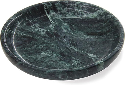 Plukers Small Natural Marble Jewelry Tray Key Plate Holder Dish Trinket Decor Catch All Bowl for Ring Earring Stone Gift for Women Daugther,Verde Alpi Green