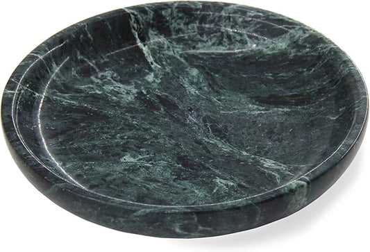 Plukers Small Natural Marble Jewelry Tray Key Plate Holder Dish Trinket Decor Catch All Bowl for Ring Earring Stone Gift for Women Daugther,Verde Alpi Green