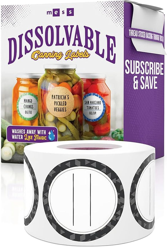 Canning Labels Dissolvable Stickers for Mason Jars and More (2" Round 200/roll) Canning Supplies Washes Off in Seconds Like Magic - Jar Labels Homemade Jam, Jelly, and More (Slate)