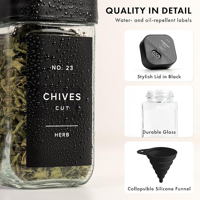 Glass Spice Jars with Adjustable Rotating Lids (24 Pack) – 4oz Seasoning Jars with 240 Labels, Funnel & Brush – Airtight Spice Containers for Kitchen Organization
