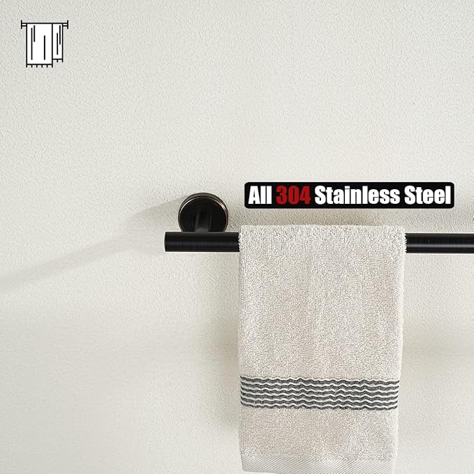 JQK Towel Bar Oil Rubbed Bronze, 19 Inch 304 Stainless Steel Thicken 0.8mm Towel Rack Bathroom, ORB Towel Holder Wall Mount, Useable Length 16 Inch TB110L16-ORB