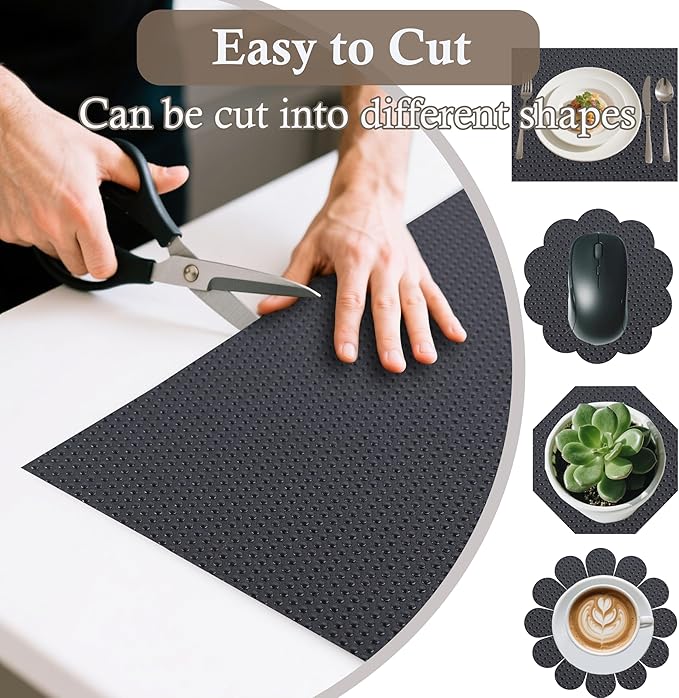 Cabinet Shelf Liner 11 Inch Wide X 20 Ft Non-Slip Kitchen Drawer Liners Waterproof & Oil-Proof Drawer Liners for Cupboard Pantry Non Adhesive Refrigerator Shelf Liner Strong Grip Cabinet Mat (Black)