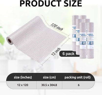 RAY STAR 12X120 Inch Shelf Liner for Kitchen Cabinets, Non-Adhesive Cabinet Liner Washable, PVC Drawer Liner for Dresser Non-Slip Bathroom (Circle)(6 Roll)