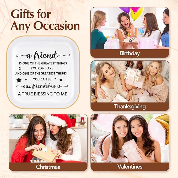 PUDDING CABIN Friendship Gifts for Women Friend Jewelry Dish Our friendship is a true blessing to me Friend Birthday Gifts for Women Christmas Gifts for Friends Female