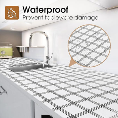 Beautysaid Shelf and Drawer Liner for Kitchen Cabinet, Non Adhesive Non Slip Shelf Paper Waterproof Washable Thickened for Dresser Pantry Shelve Bathroom Protector Liner(Plaid,18 in x 10 FT)