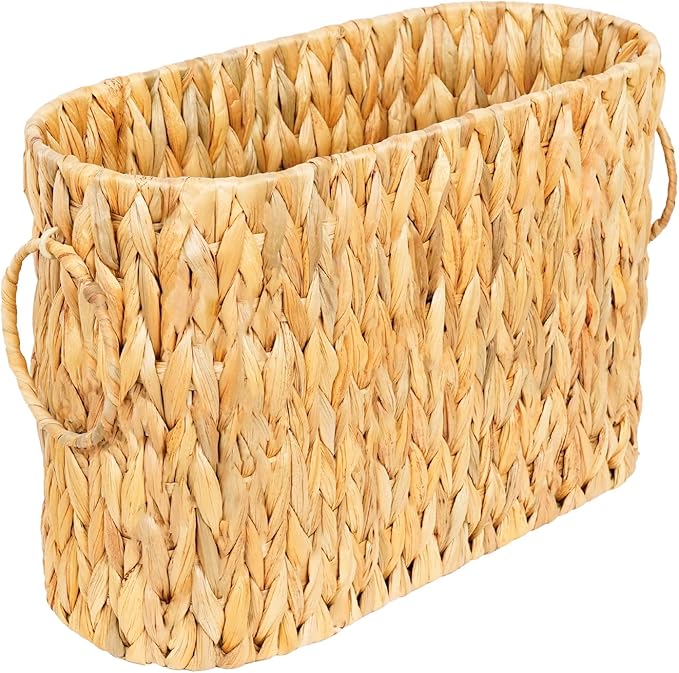 Large Toilet Paper Storage Basket, Wicker Toilet Paper Holder for up to 6 Rolls, Water Hyacinth Toilet Paper Basket Bathroom Organizer, Rattan Bathroom Accessories Organizer