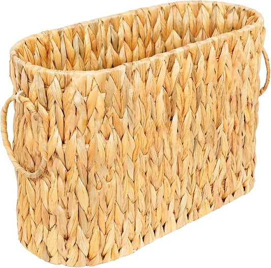 Large Toilet Paper Storage Basket, Wicker Toilet Paper Holder for up to 6 Rolls, Water Hyacinth Toilet Paper Basket Bathroom Organizer, Rattan Bathroom Accessories Organizer