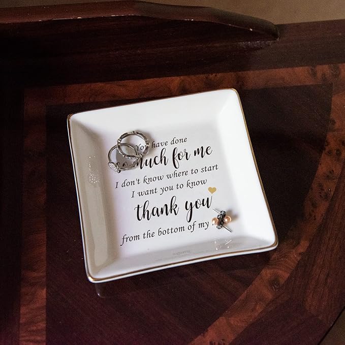 HOME SMILE Thank You Gifts for Women-Ceramic Ring Dish Jewelry Tray-Appreciation,Birthday,Friendship Presents for Friends-Thankful Gifts for Coworker, Mom,Teacher