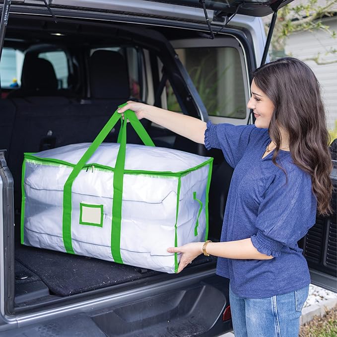 CLOZZERS Storage and Moving Bags - Heavy Duty, Dust Protection and Water Resistant, Durable Zipper Closure and Sturdy Handles Best Moving Boxes Alternative (Green, 6 Pack)