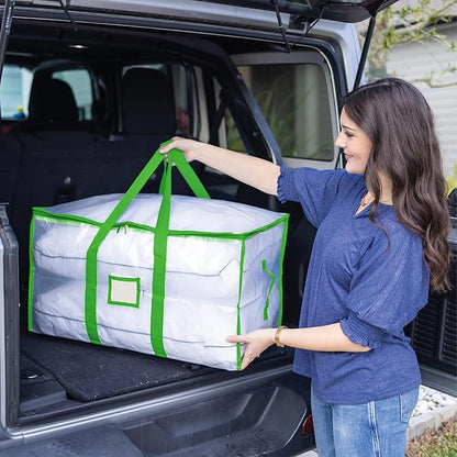CLOZZERS Storage and Moving Bags - Heavy Duty, Dust Protection and Water Resistant, Durable Zipper Closure and Sturdy Handles Best Moving Boxes Alternative (Green, 6 Pack)