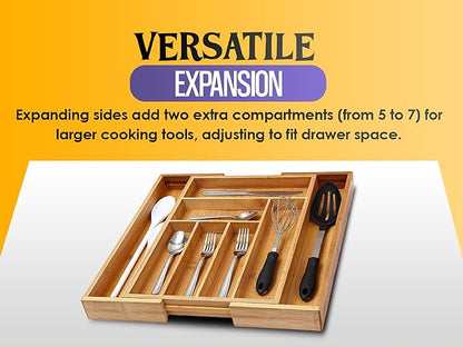 YBM Home 340v Drawer Organizer, 5 Compartments adjustable, Brown