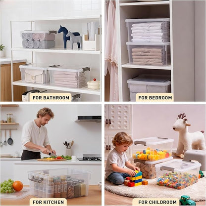 Citylife 6 Packs 17 QT Plastic Storage Bins with Lids Large Stackable Storage Containers for Organizing Clear Storage Box for Garage, Closet, Kitchen