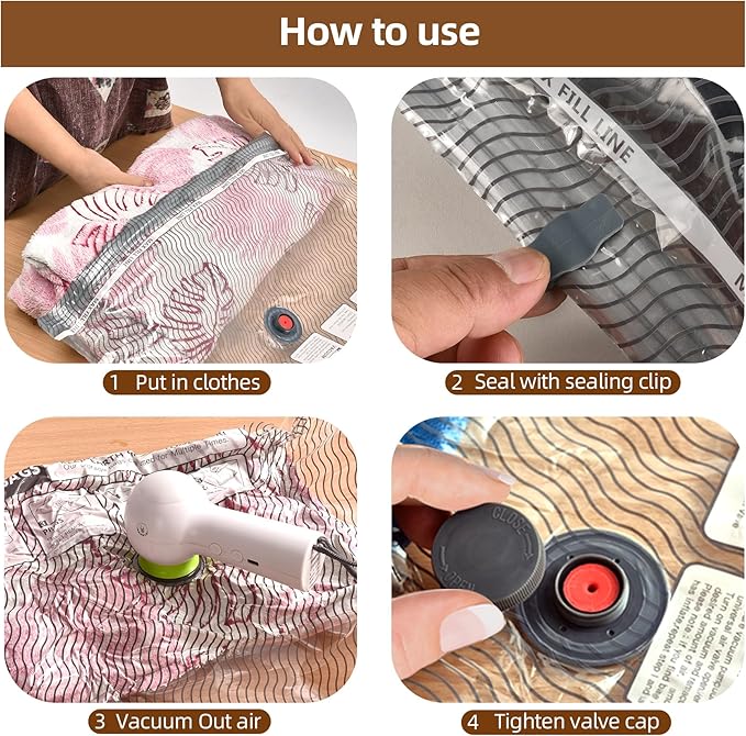 VACKFOX 18 Pack Travel Vacuum Bags for Clothing with Electric Pump, Compression Seal Packing Cubes for Luggage Suitcase Backpack, Carry-on Size Space Saver Storage Bags for Vacation Cruise
