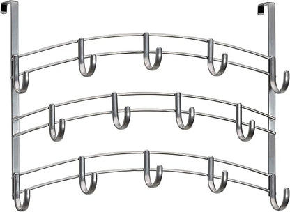 LYNK Professional® Home™ Over Door Hooks Rack - 14 Hook Over Door Hanger - Over Door Towel Rack - Hanging Towels or Clothes - Bathroom, Bedroom or Laundry Room - Lifetime Ltd. Warranty - Platinum